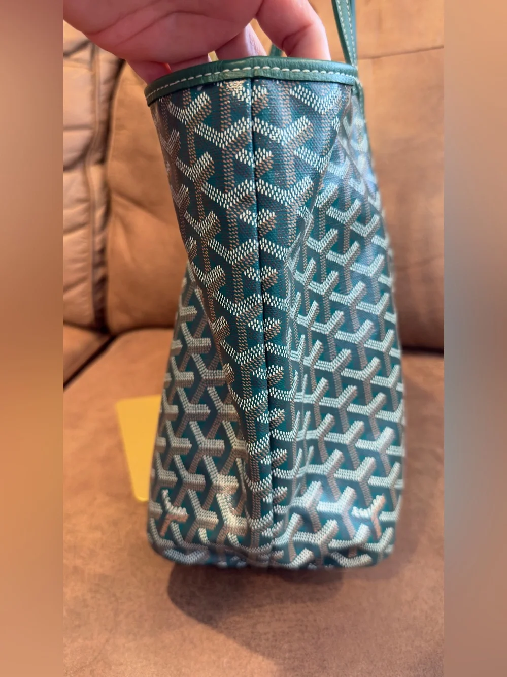Goyard Green Patterned St. Louis Tote with Matching Pouch Size pm
